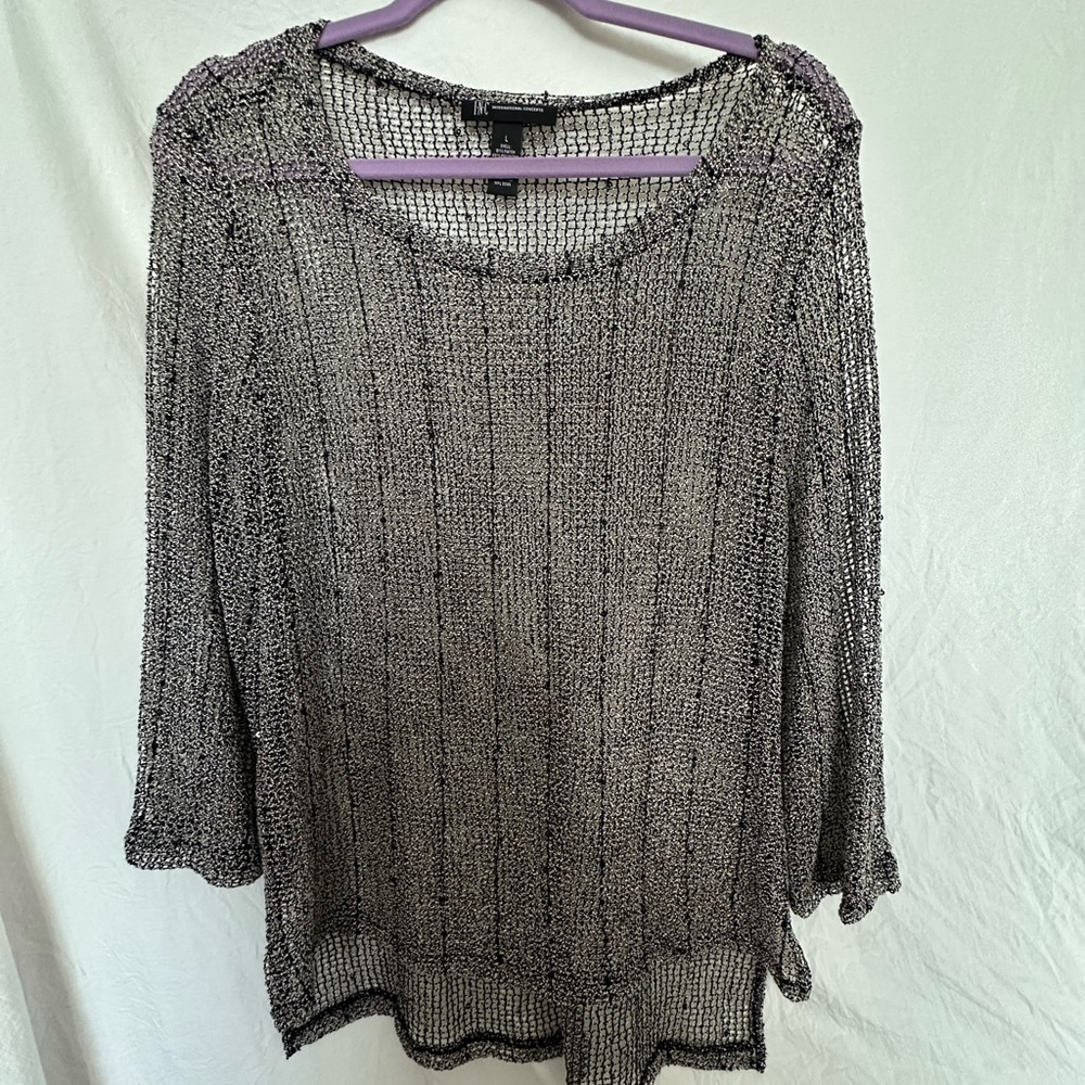 Black and Gray Knit Top